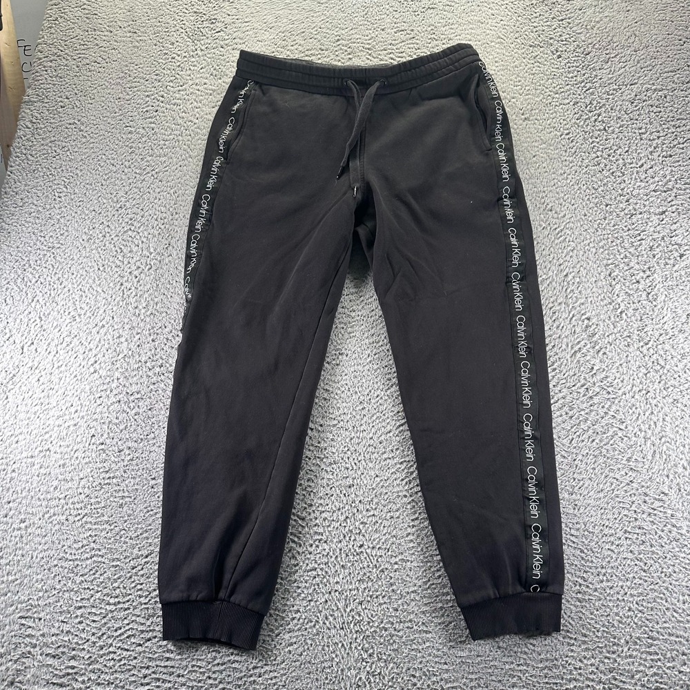 Calvin Klein Sweatpant Mens M Black Tapered Fleece Lined Training Performance